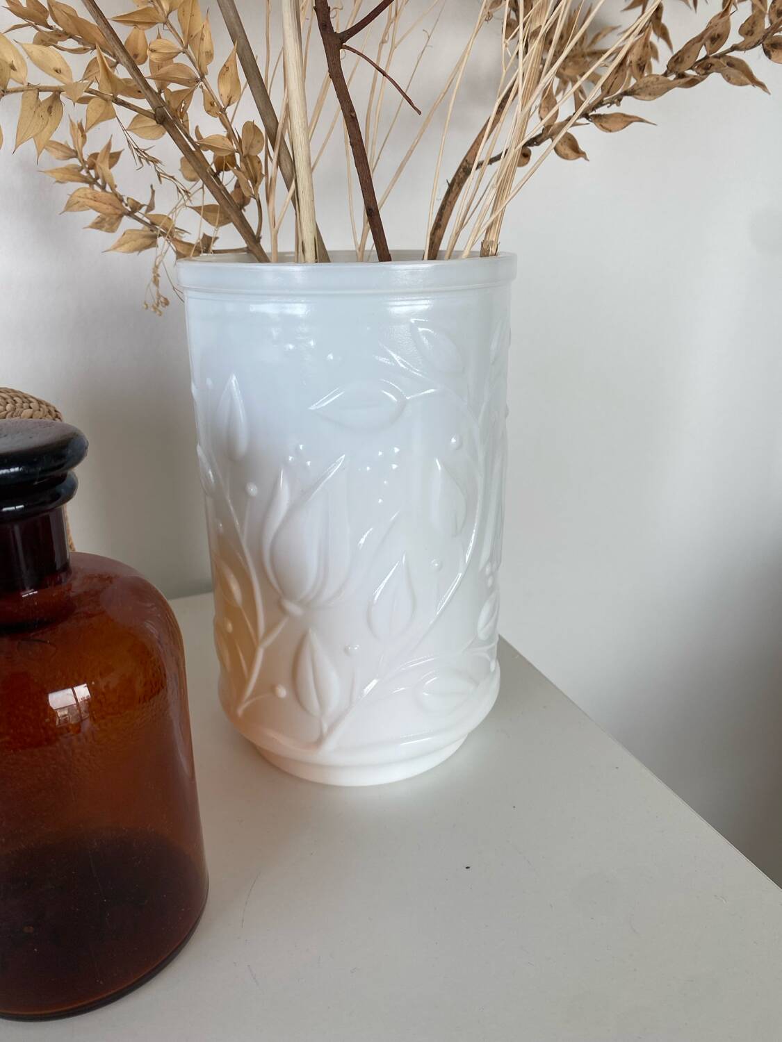 Large opaline white vase