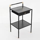 Vintage coffee table in iron (faux bamboo) and black escay. France, 1960s.