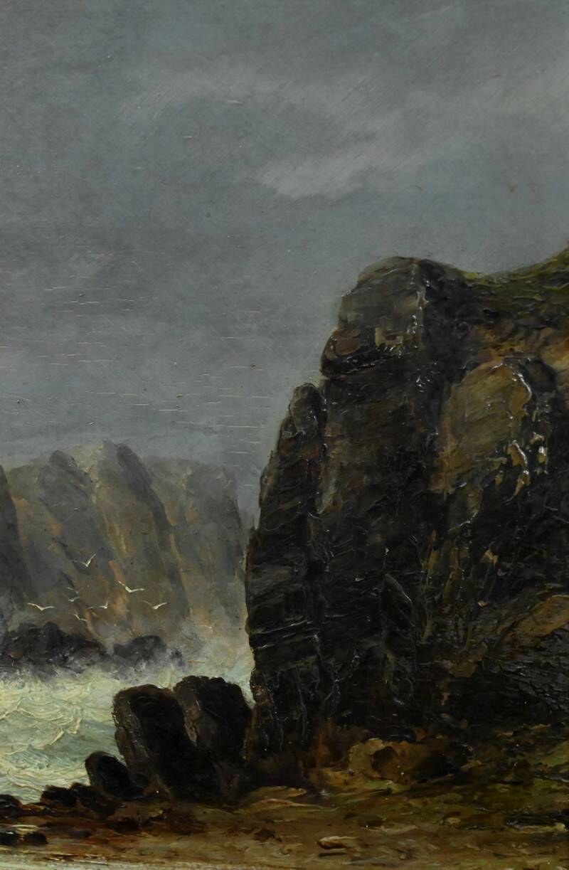 Painting "The Wild Coast of Belle-Île-en-Mer", French school of the 19th century.