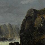Painting "The Wild Coast of Belle-Île-en-Mer", French school of the 19th century.