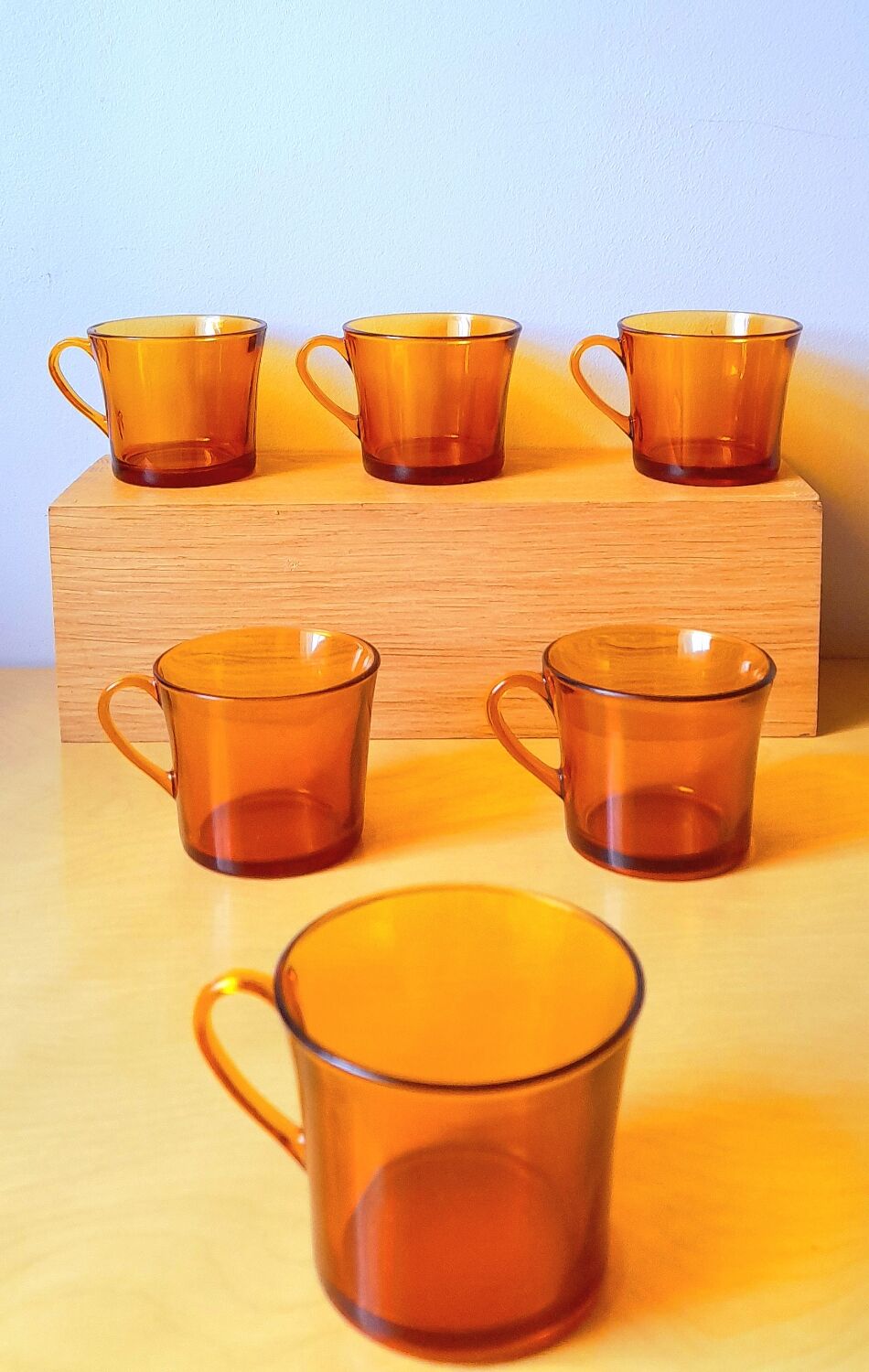 Duralex 70s amber coffee mugs
