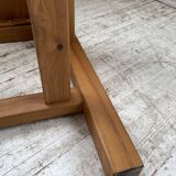 Solid elm and leather stool Maison Regain