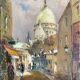 Tableau paris montmartre place du tertre par julian brosius (1917-2004)