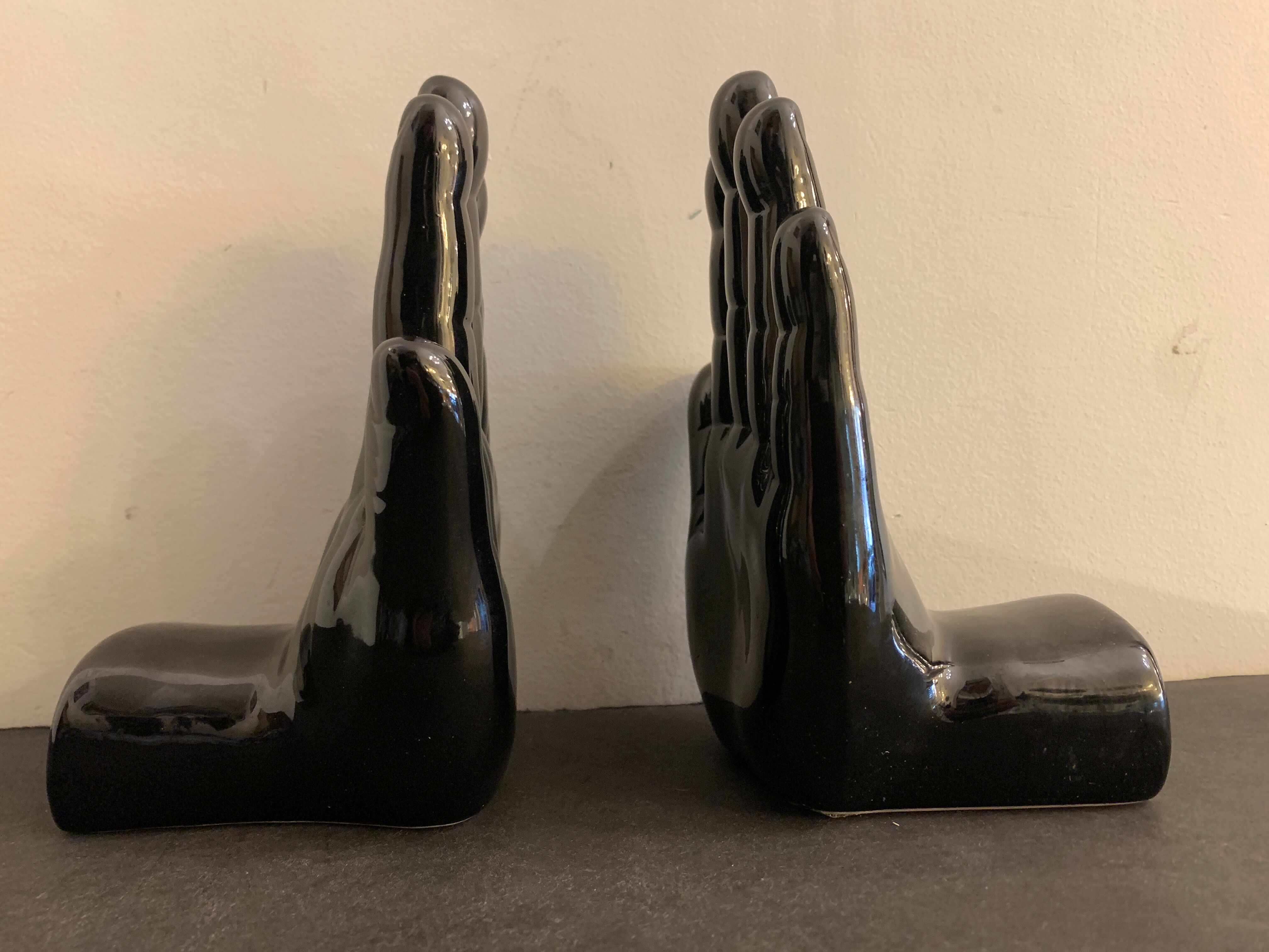 Pair of black ceramic hand book greenhouse, 1970, Netherlands