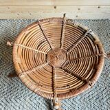 Rattan and wood stool