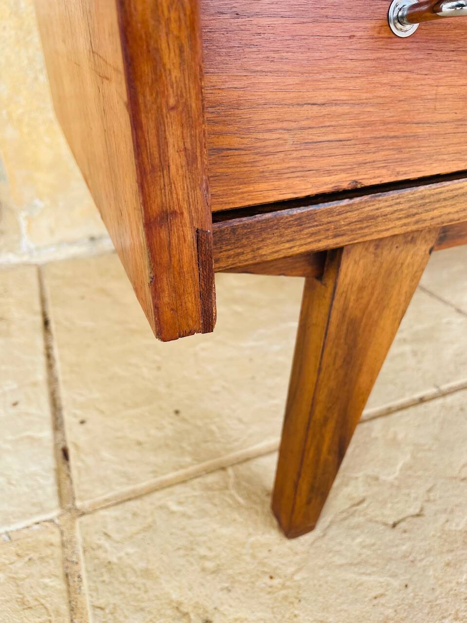Vintage walnut commode with tapered legs circa 1950s