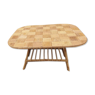 Vintage wicker rattan coffee table