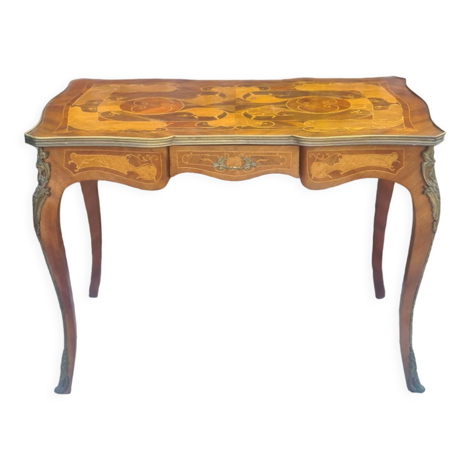 Louis XV style flat desk in marquetry