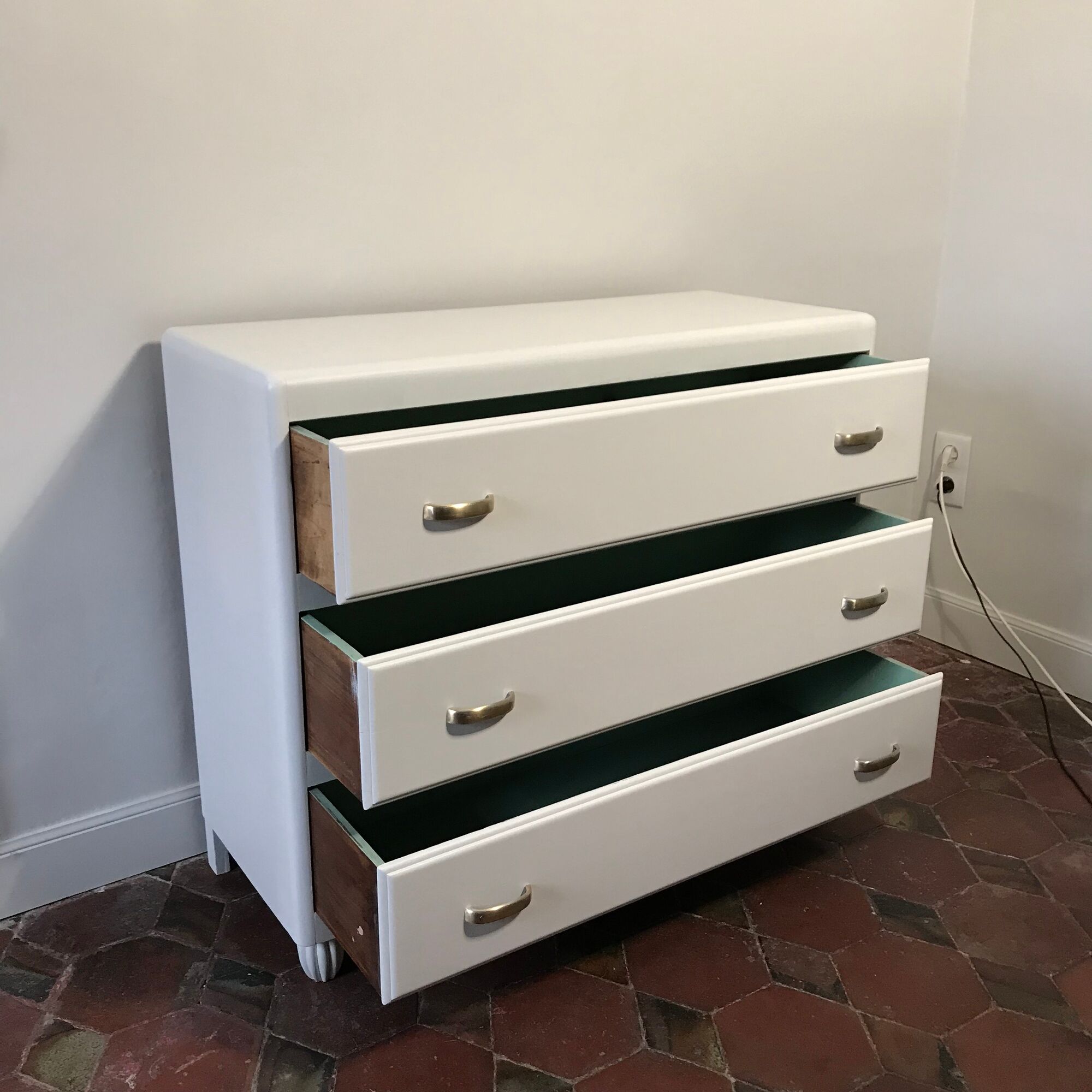 Chest of drawers 3 drawers vintage 1950 color chalk
