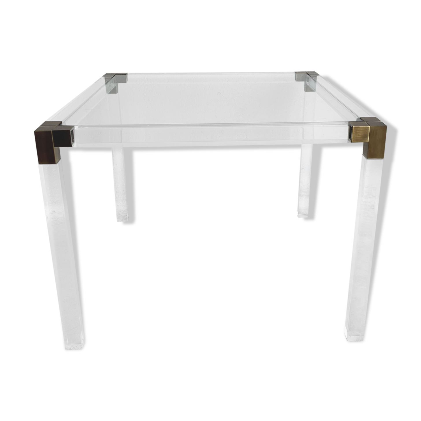 Lucite and brass coffee table by Charles Hollis Jones