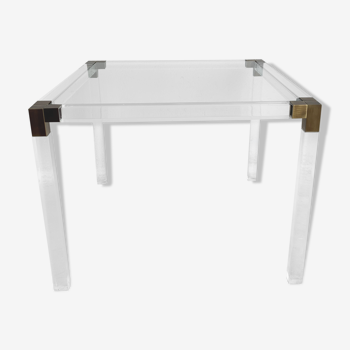 Lucite and brass coffee table by Charles Hollis Jones