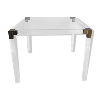 Lucite and brass coffee table by Charles Hollis Jones