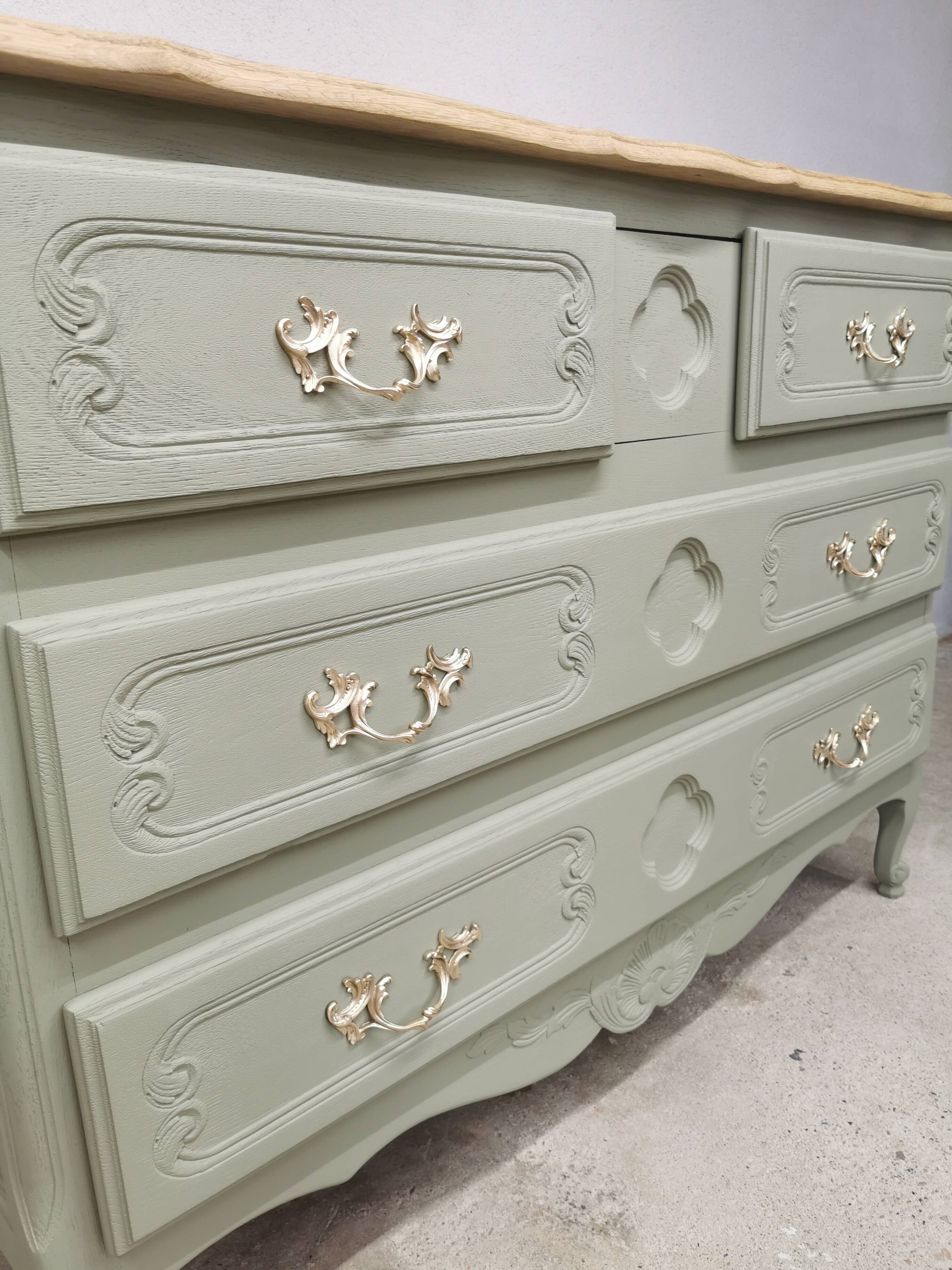 Commode vintage en chêne relookée - Livraison partout en France