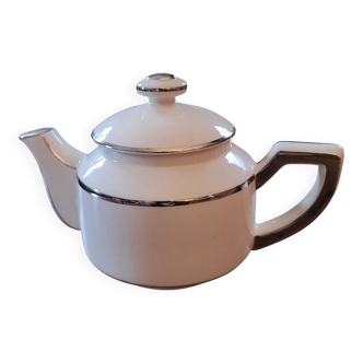 Art Deco teapot in white porcelain and platinum