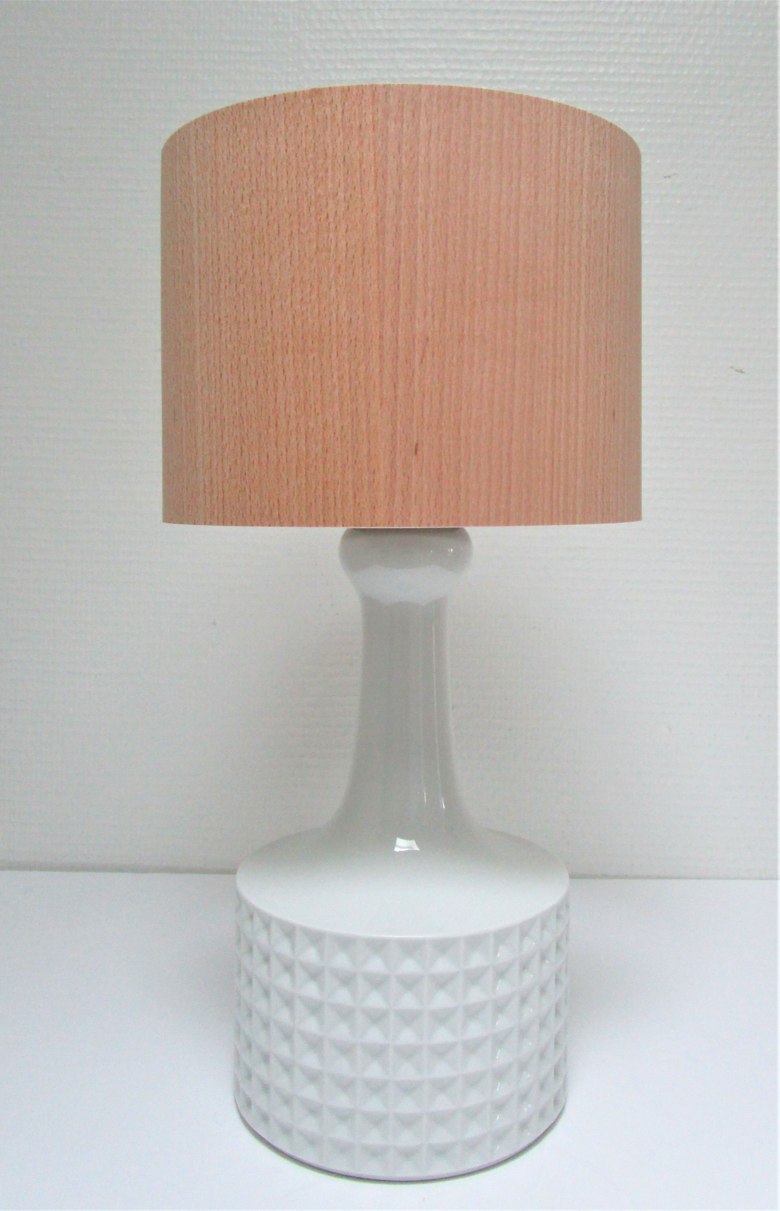 White porcelain lamp foot design geometric decoration 70s