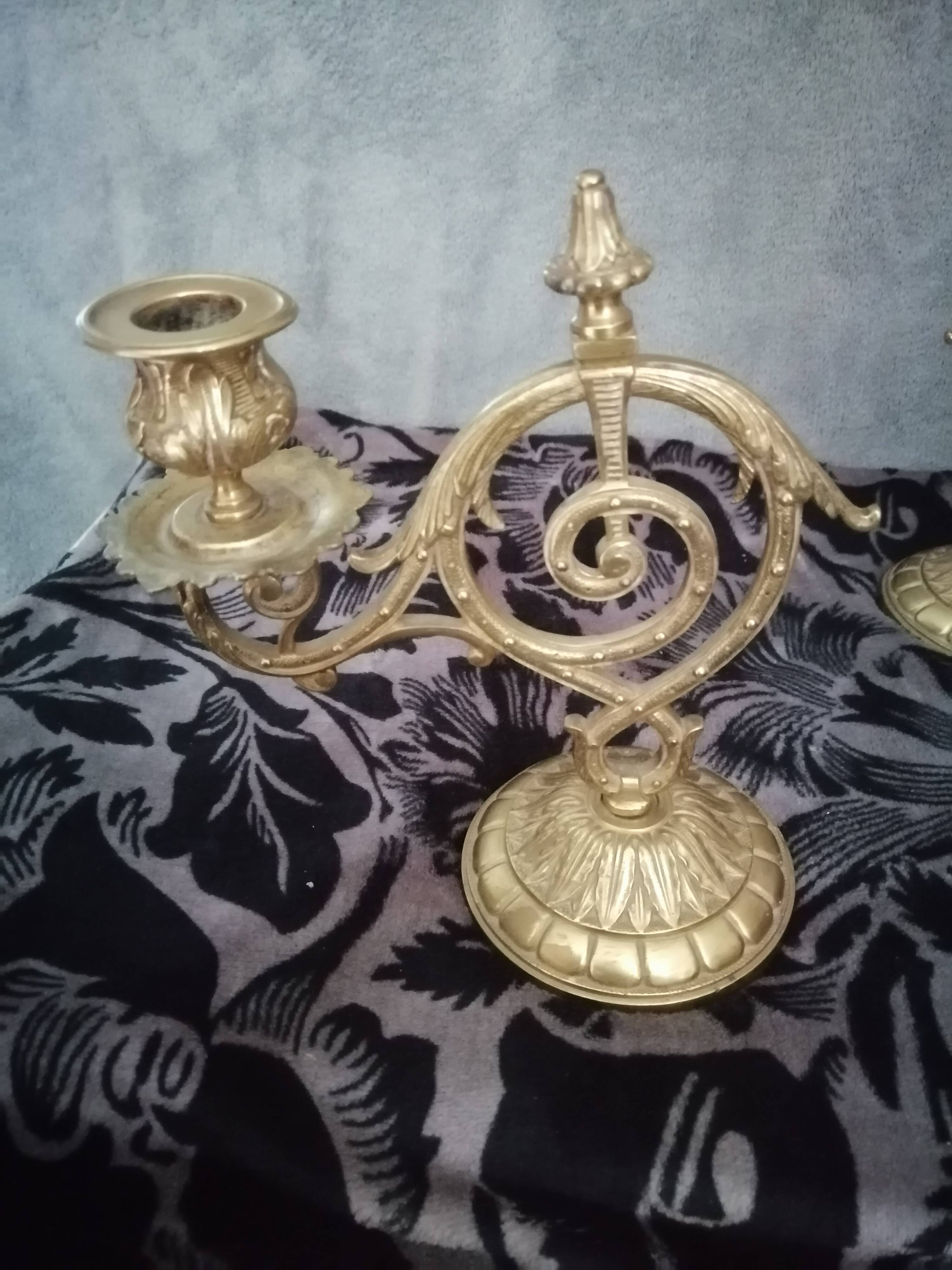 Pair of old bronze candlestick