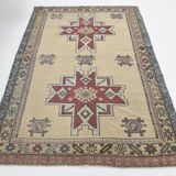 Red & Cream Turkish Vintage Rug