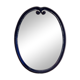 Vintage enameled blue oval mirror