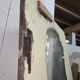 Old glass shop door in oak