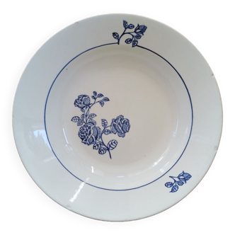 Plat creux ancien St Amand, roses bleues