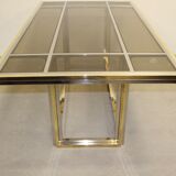 Dining table in chrome-plated steel and brass by Romeo Rega circa 1970
