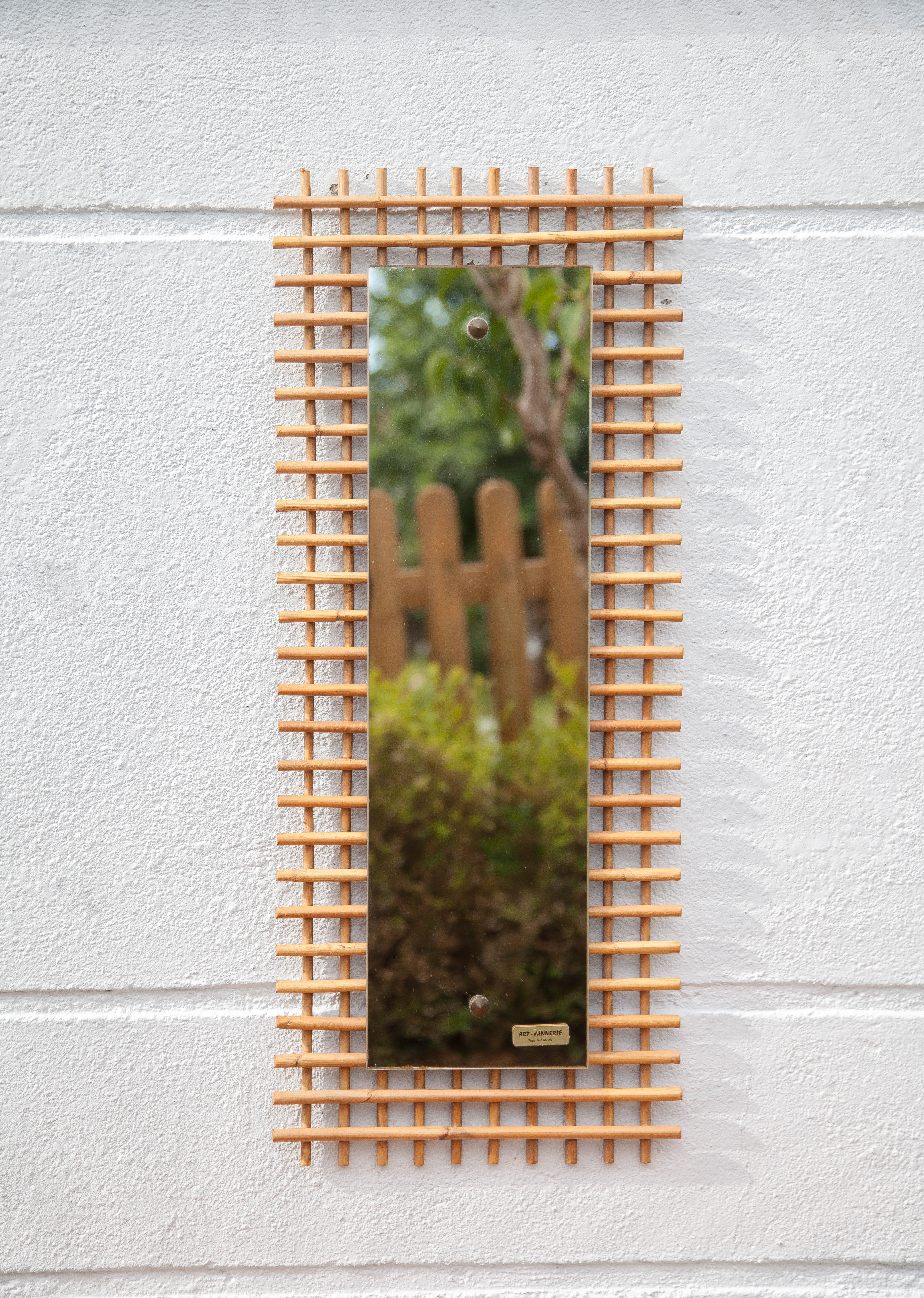 Vintage rattan mirror 33x80cm