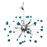 Chandelier murano verre spoutnik bleu italien fait main