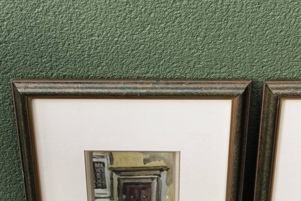 Pair of watercolors, doors, architectural details