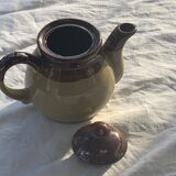 Two-tone stoneware teapot vintage floral pattern