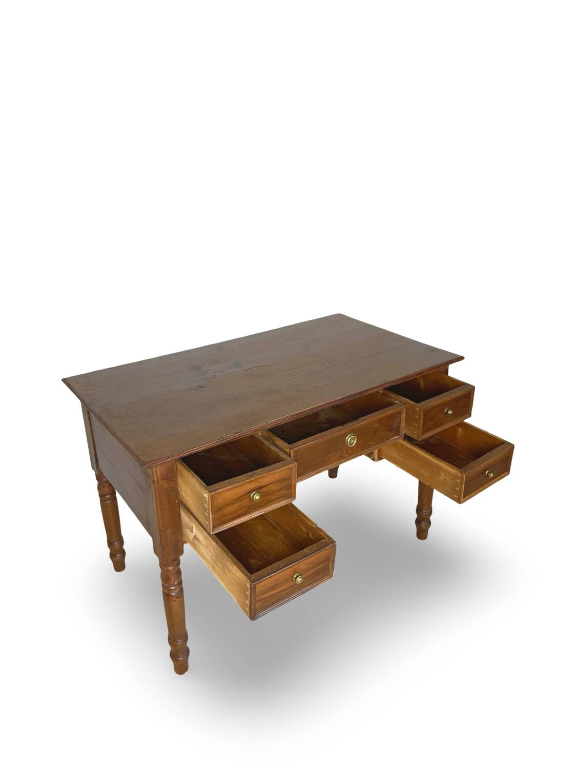 Italian pine wood centre writing desk from the 1960s, a reproduction o