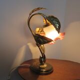Lamp " flower " in gold metal 70s