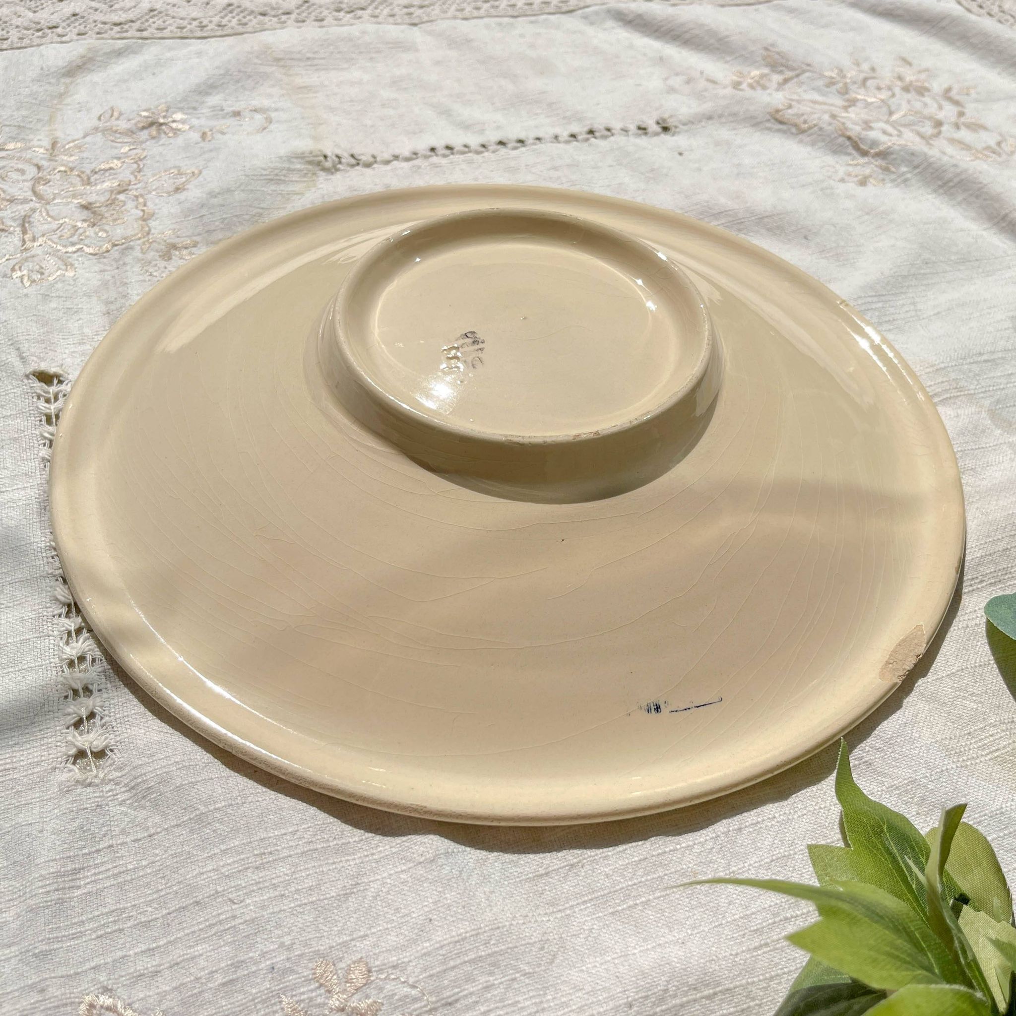 Vintage K&G Luneville "Flore" porcelain deep dish, 1950s, small blue flowers