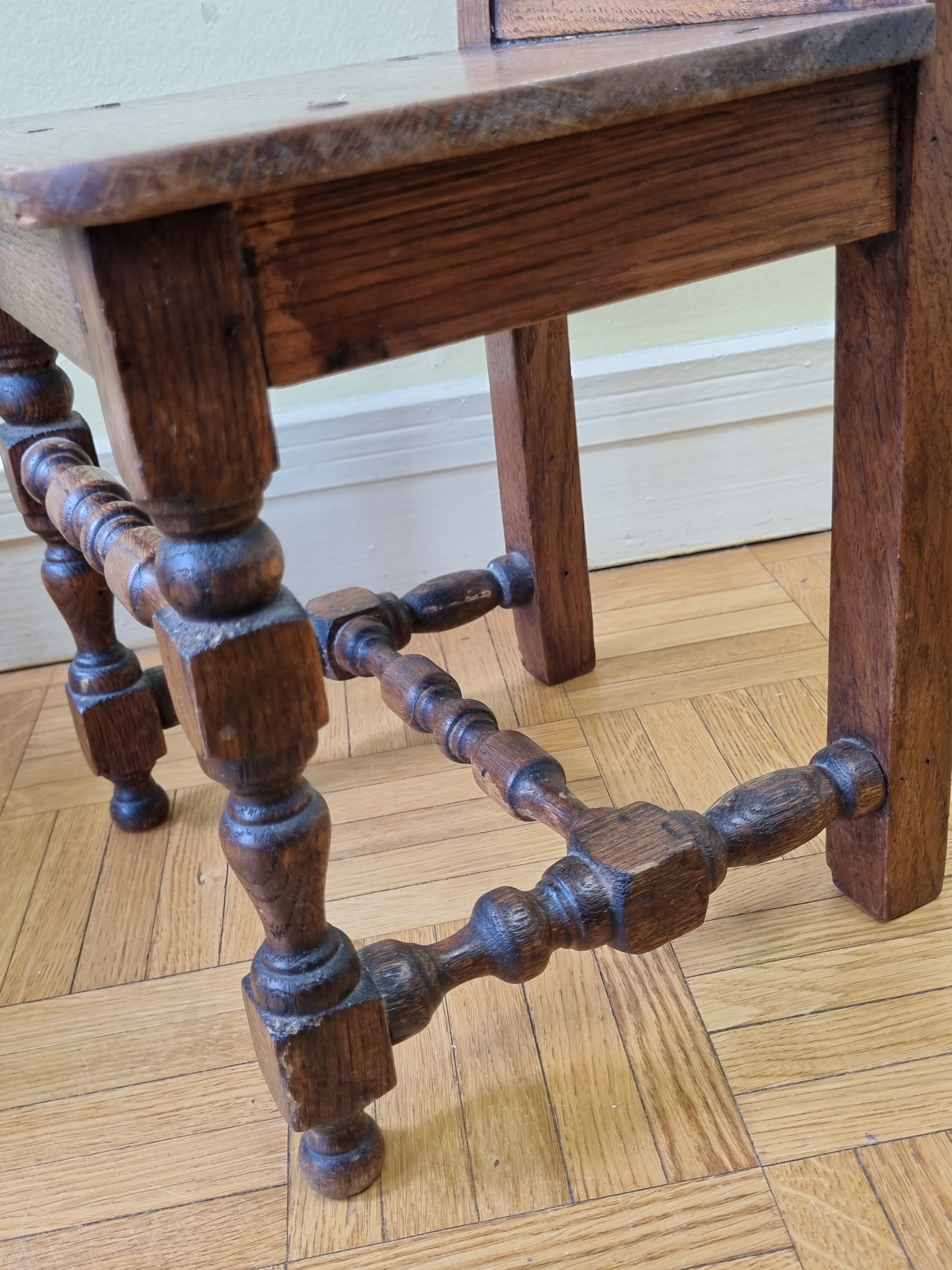 Pair of old children's chairs made of solid wood