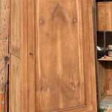 Armoire penderie ancienne en bois massif brut - 1 tiroir