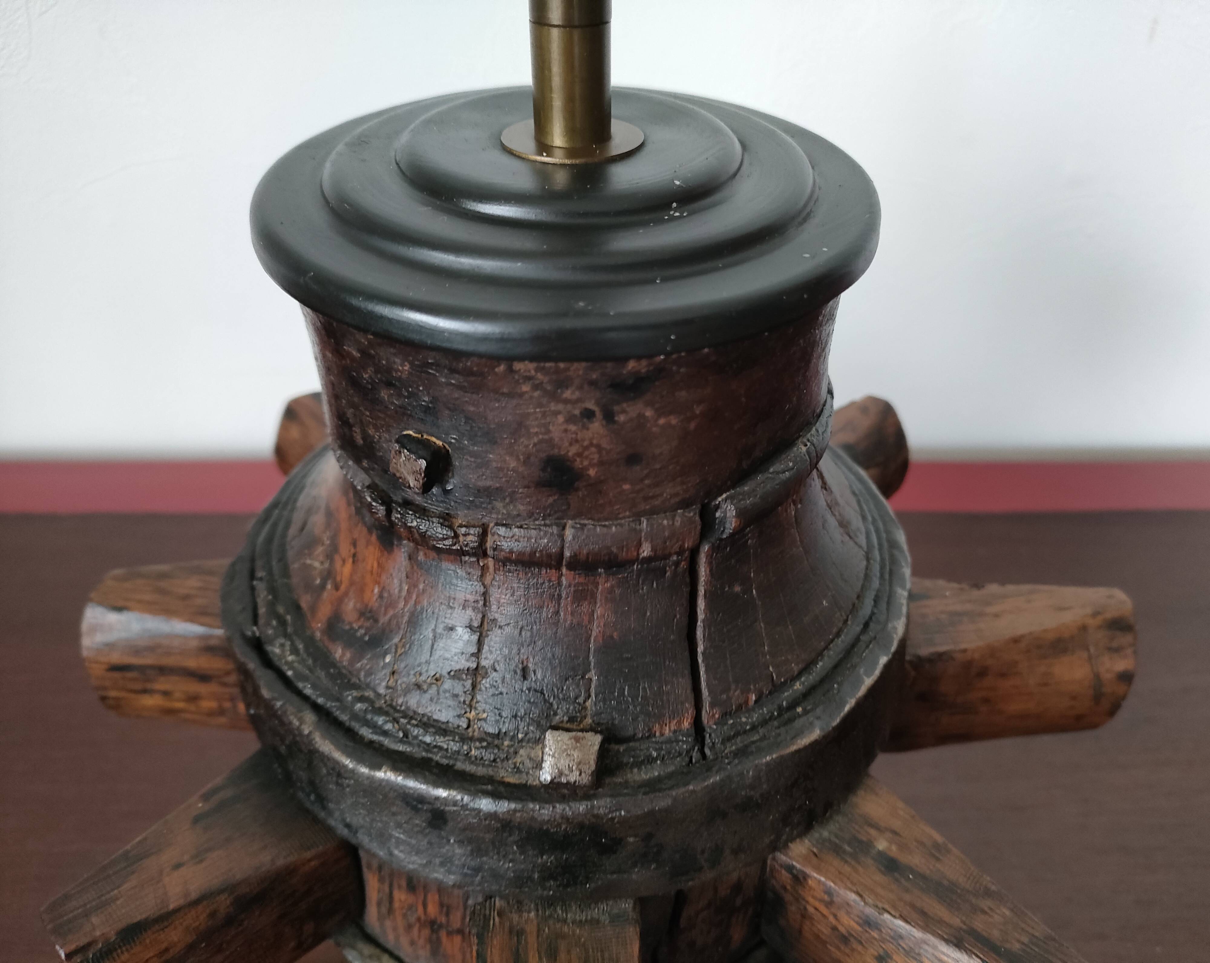 Old wheel hub lamp ~ brutalist art ~ 50's ~ france