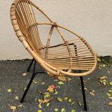 Belle chaise Vintage en rotin et osier