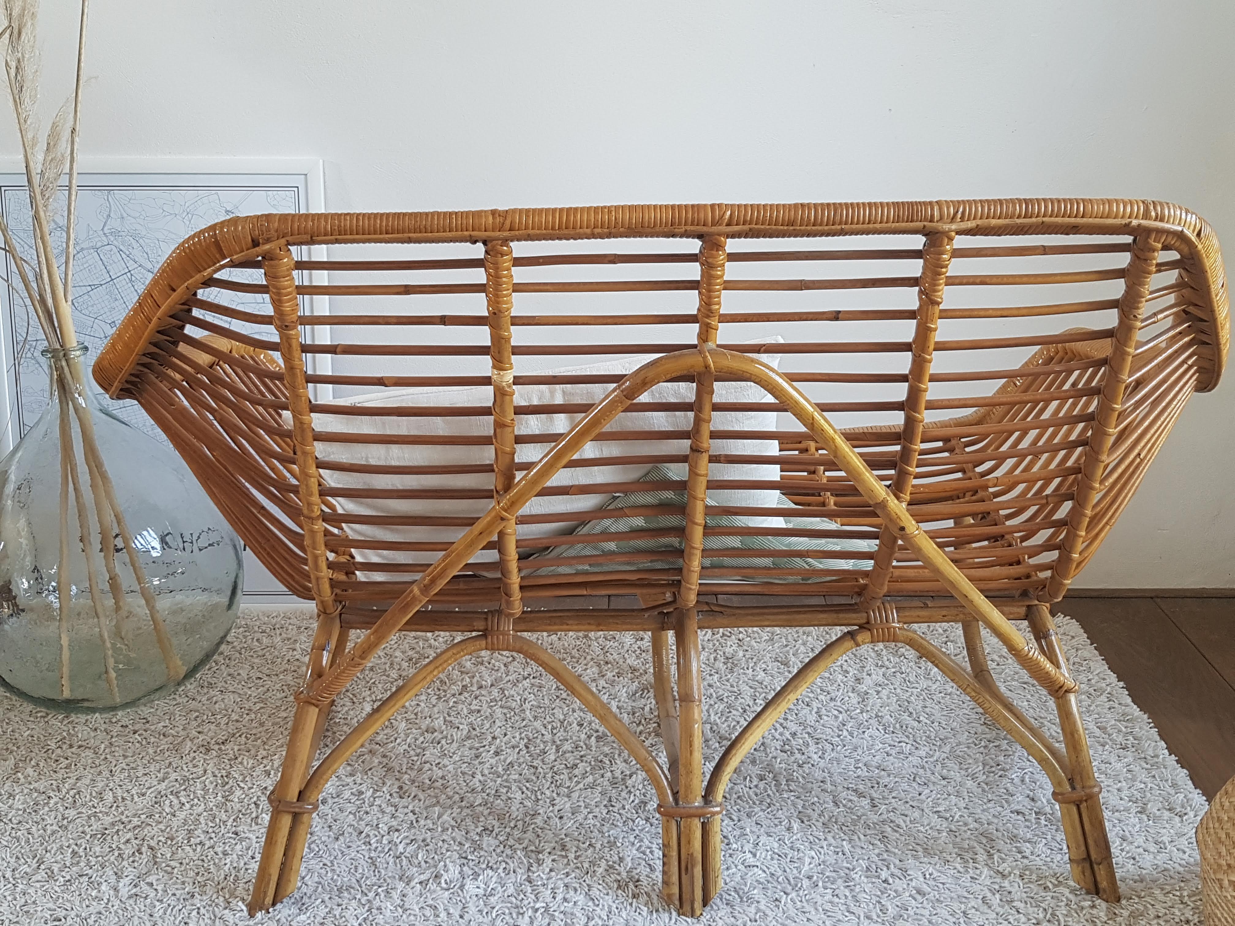 2 seater rattan bench