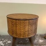 Wooden and wicker stool