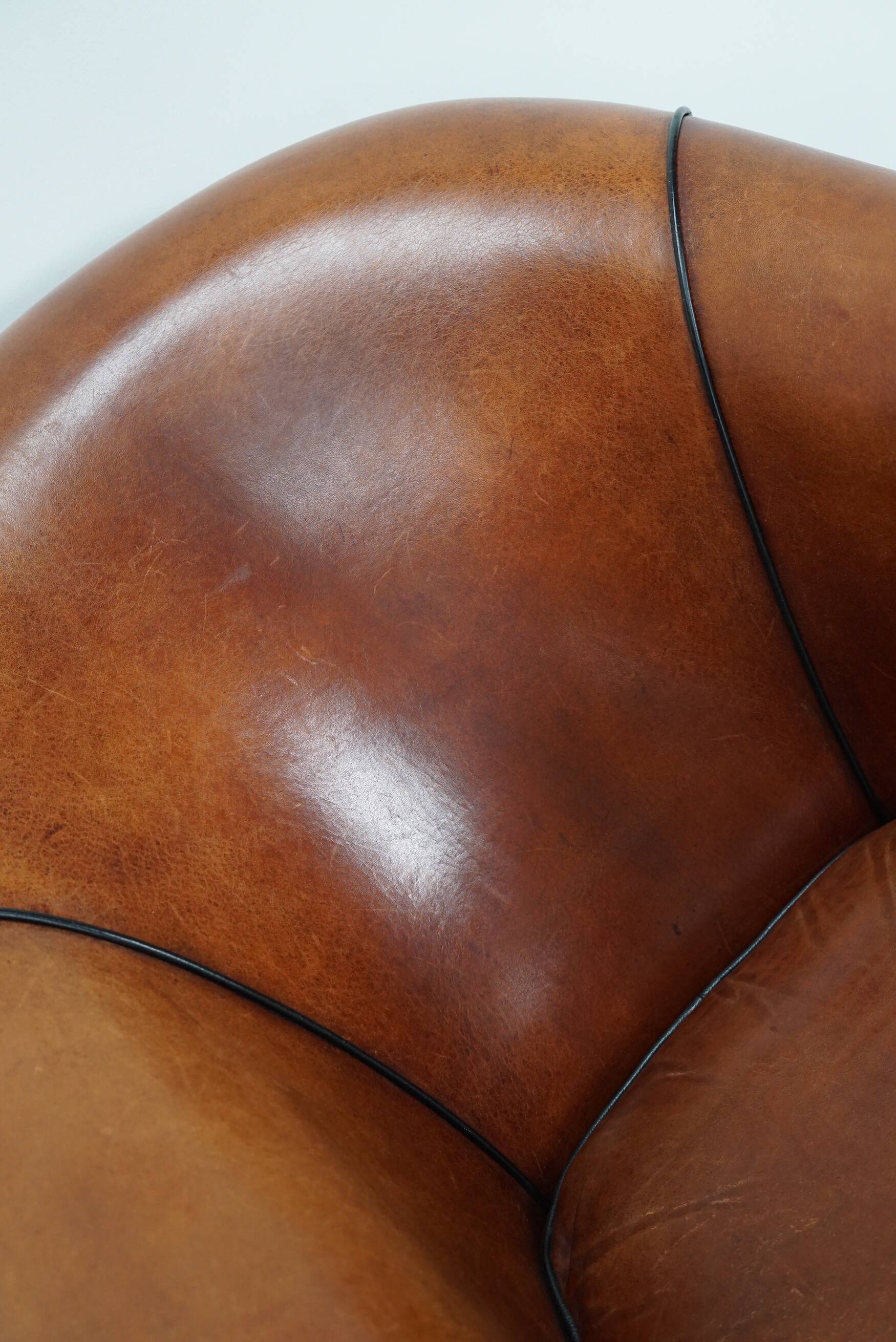 Vintage Dutch Cognac Colored Leather Club Chair