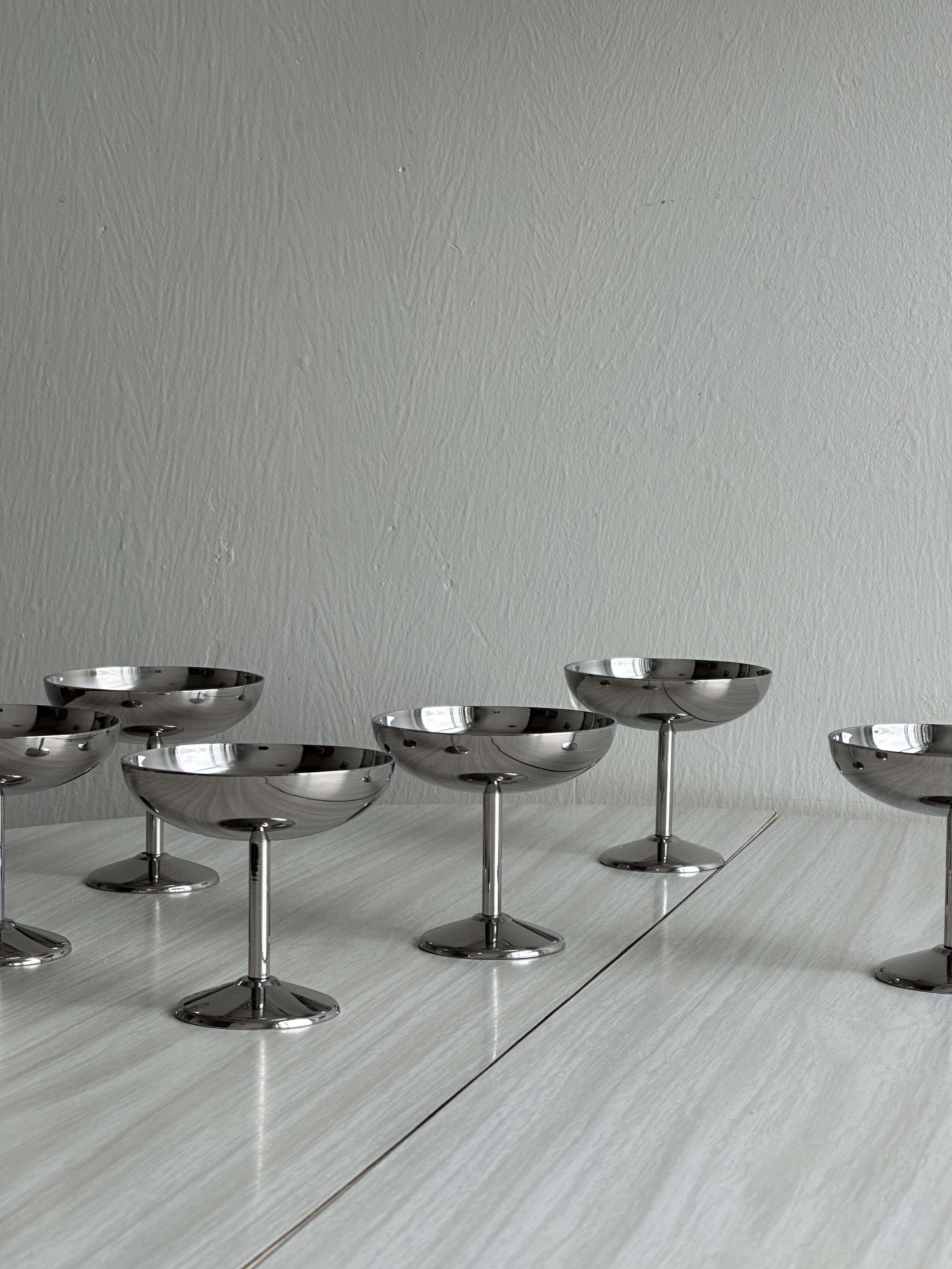 6 stainless steel footed bowls, Letang Remy style