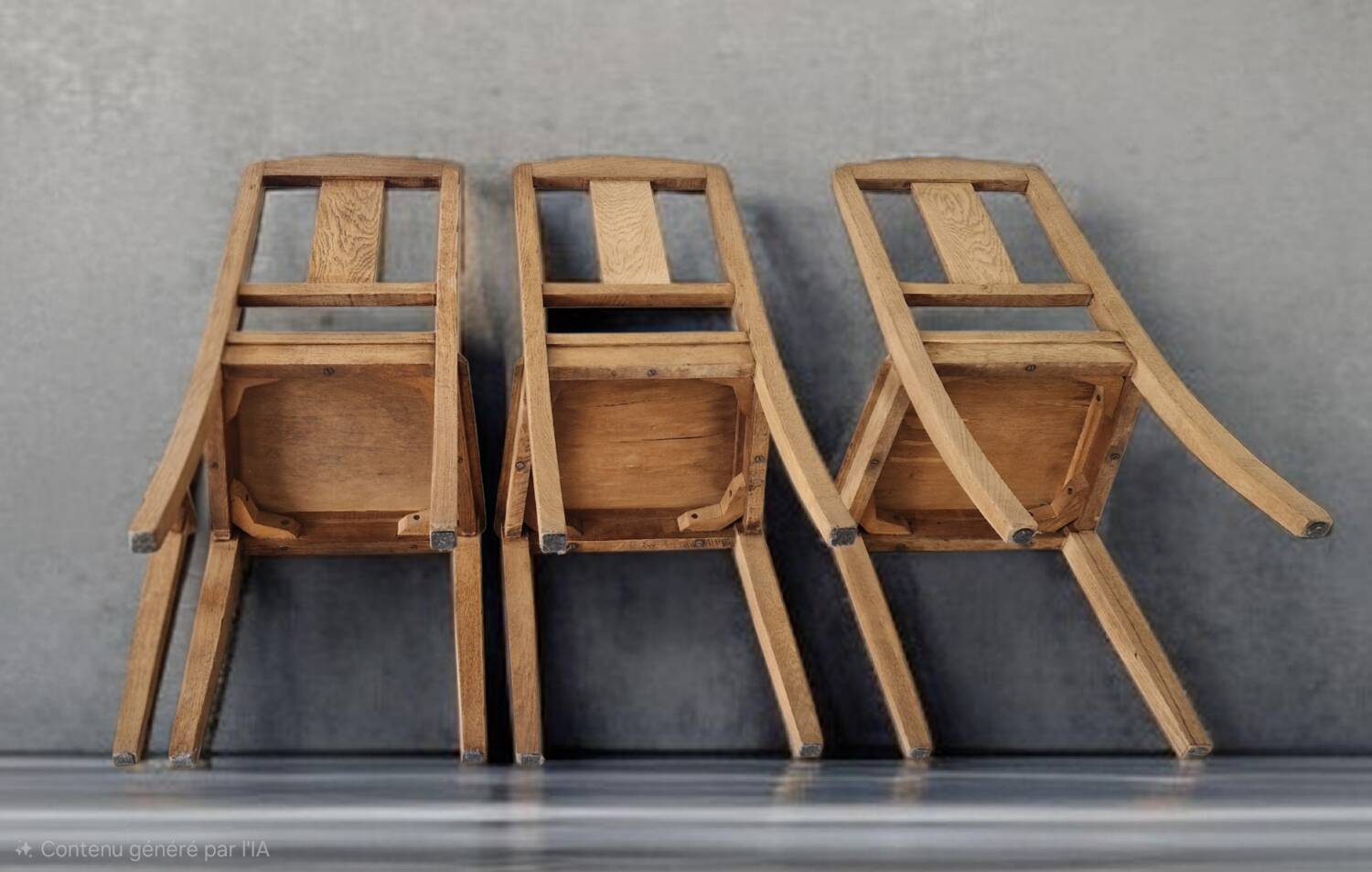 Set of 4 sculpted oak chairs – 1940s Art Deco style