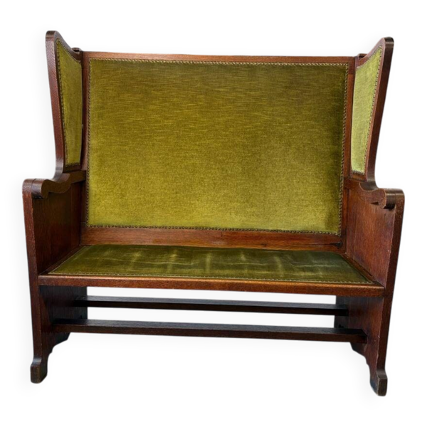 Banc vert en bois antique / banc