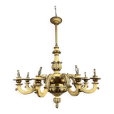 Large Venetian chandelier in Louis XV style in lacquered and gilded wood from the early 20th century