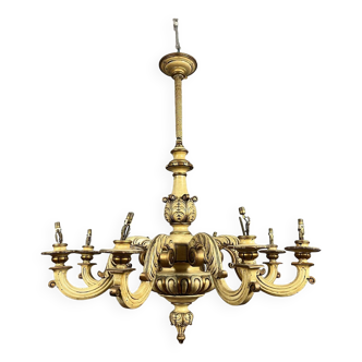 Grand lustre Vénitien de style Louis XV en bois laqué et doré époque début XXe siècle