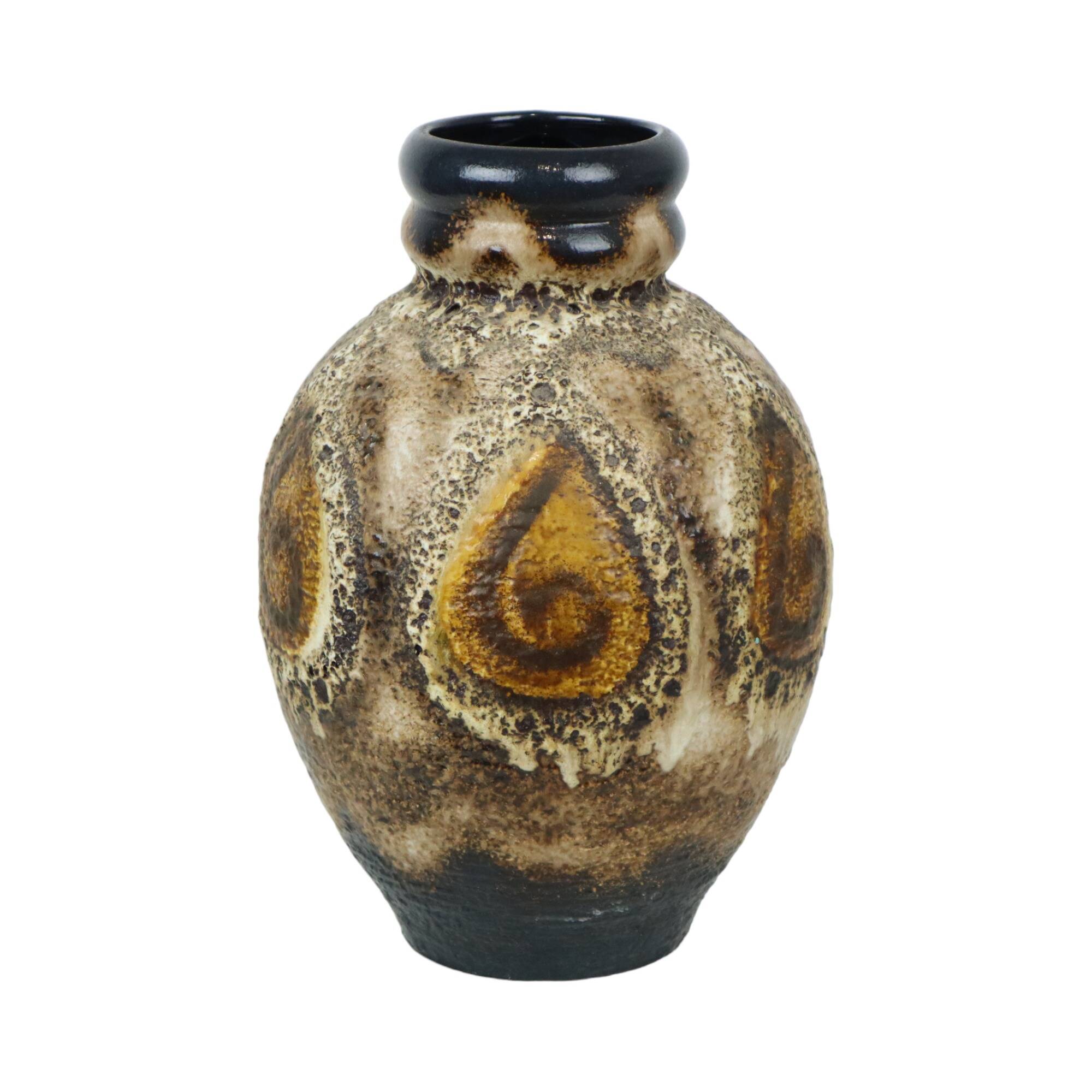 Vintage West Germany Fat Lava Drip Glaze Pottery Dumler Breiden Vase 36-40