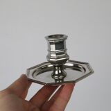 Pair of silver-plated metal candlesticks