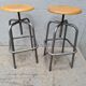 Pair stools adjustable in height metal patina graphite