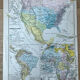 Map 1908 America and Africa 37.5x27.5cm