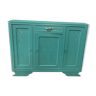 Low art deco sideboard in blue-green painted wood