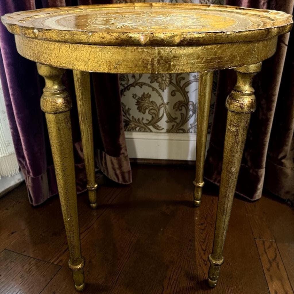 Vintage Florentine round side table / side table